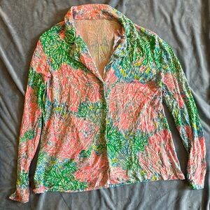 Lilly Pulitzer PJ Knit Button Up Top Stargazer XXL